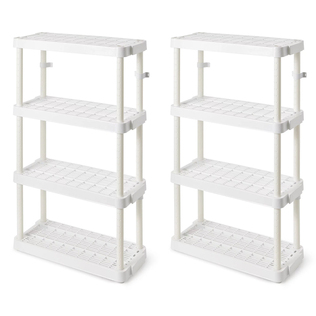 White 4 Shelf Adjustable Height Storage Unit (2 Pack) V117