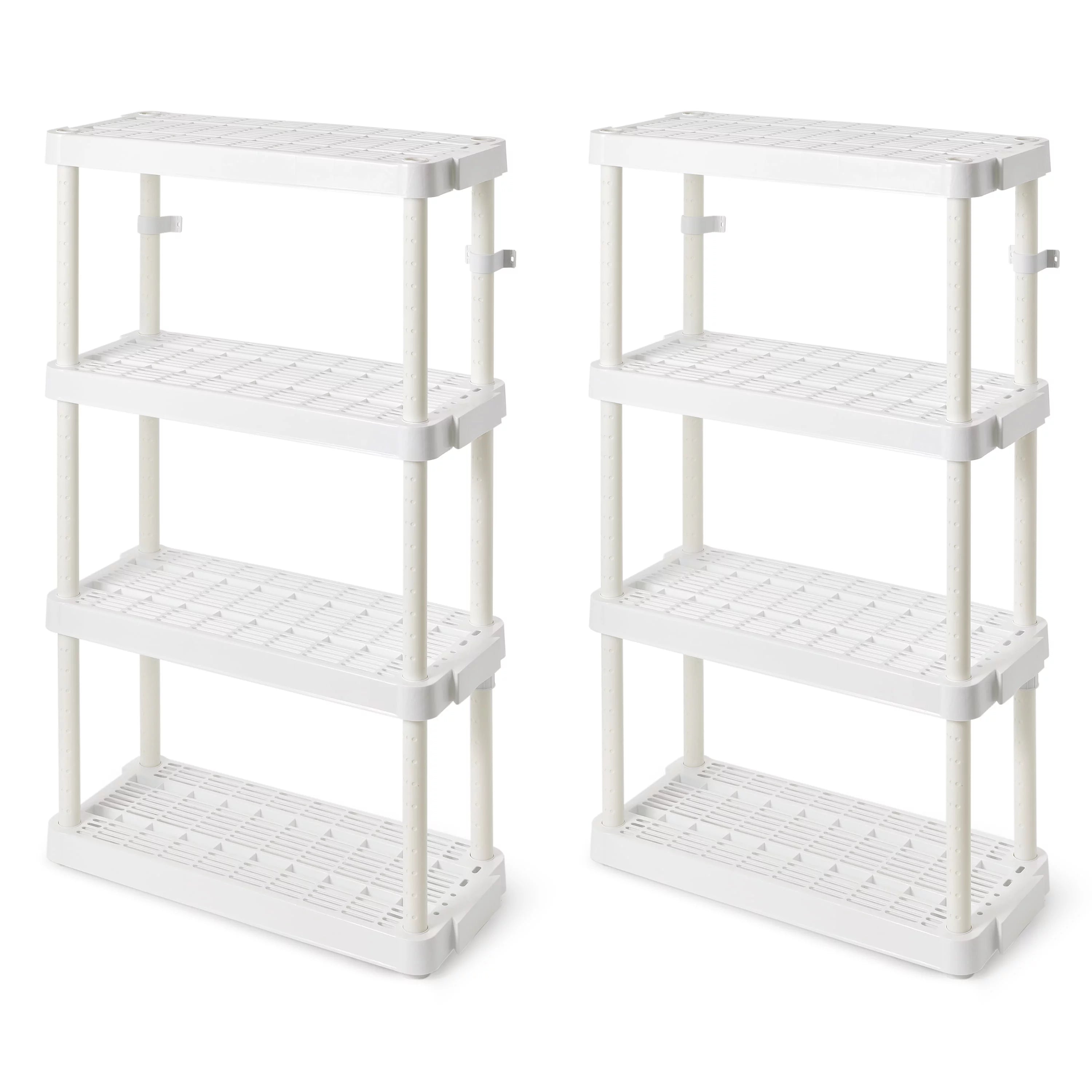 White 4 Shelf Adjustable Height Storage Unit (2 Pack) V117