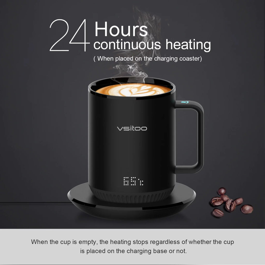 Black Self Heating Coffee Mug 10 oz with Lid F258