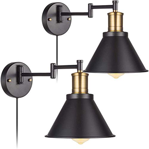 Bronze and Black Swing Arm Wall Lamp with On/Off Switch K702