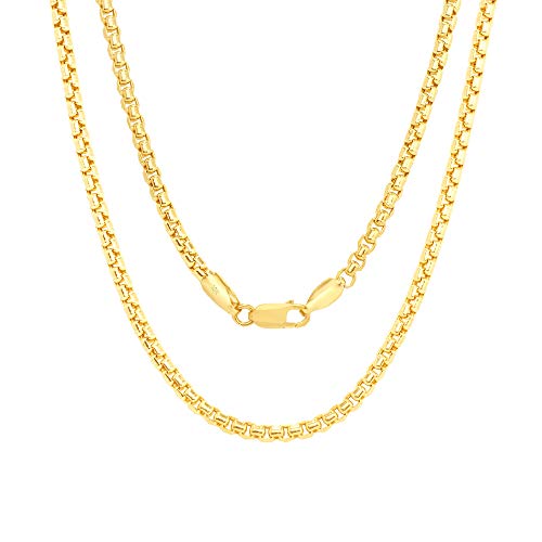 14k Yellow Gold 1.5mm Round Box Chain Venetian Link Pendant Necklace 16" 18" 20" 22" 24" 26" 28" 30" C9788