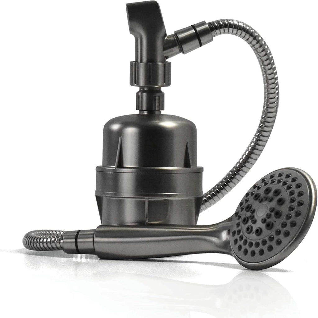 Brushed Nickel Handheld Shower Filter with 5 Function Massager and 6’ Stainless Steel Flex Hose Y73591