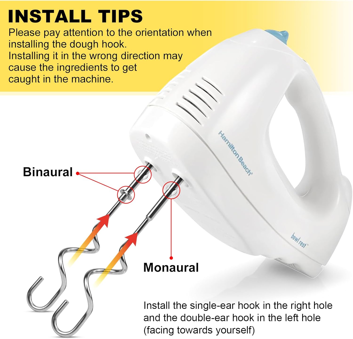 Hand Mixer Beaters Whisk & Dough Hooks (Pack of 4) E6366