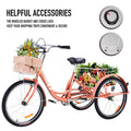 26 Inch Single Speed Adult Tricycle 3 Wheel Bike Pink L307