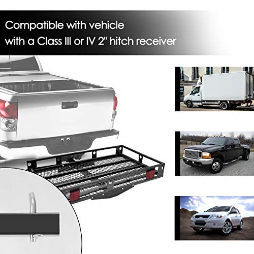Heavy Duty Folding Hitch Cargo Carrier with Ramp, 500LBS Weight Capacity W63047