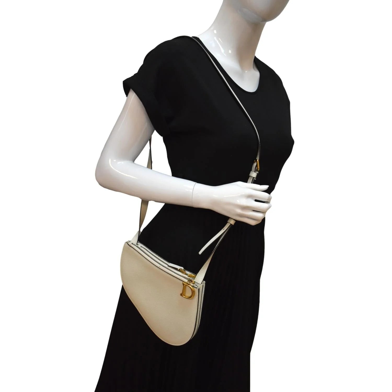 White Leather Crossbody Pouch Bag G867474