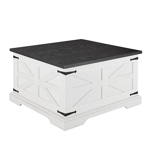 Farmhouse Lift Top Coffee Table, 31.5" Square Wood Center Table with Hidden Storage Compartment D170