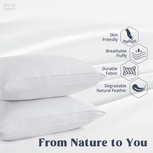 Set of 2 King Size Goose Feathers and Down White Pillows with Cotton Cover G9472