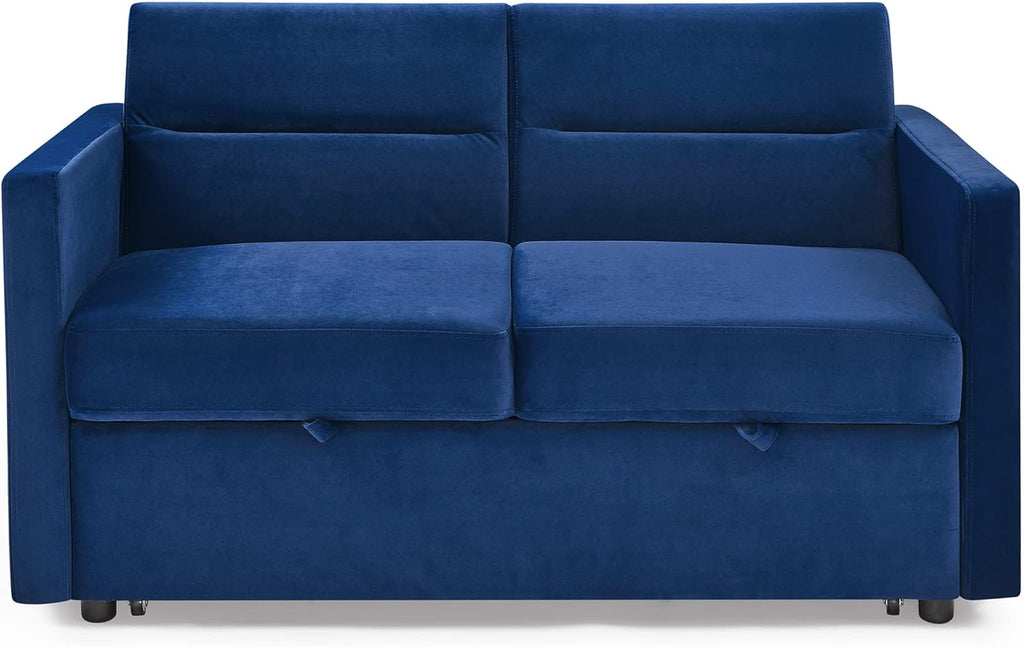 Blue Velvet 2 Seater Convertible Sofa Bed D206