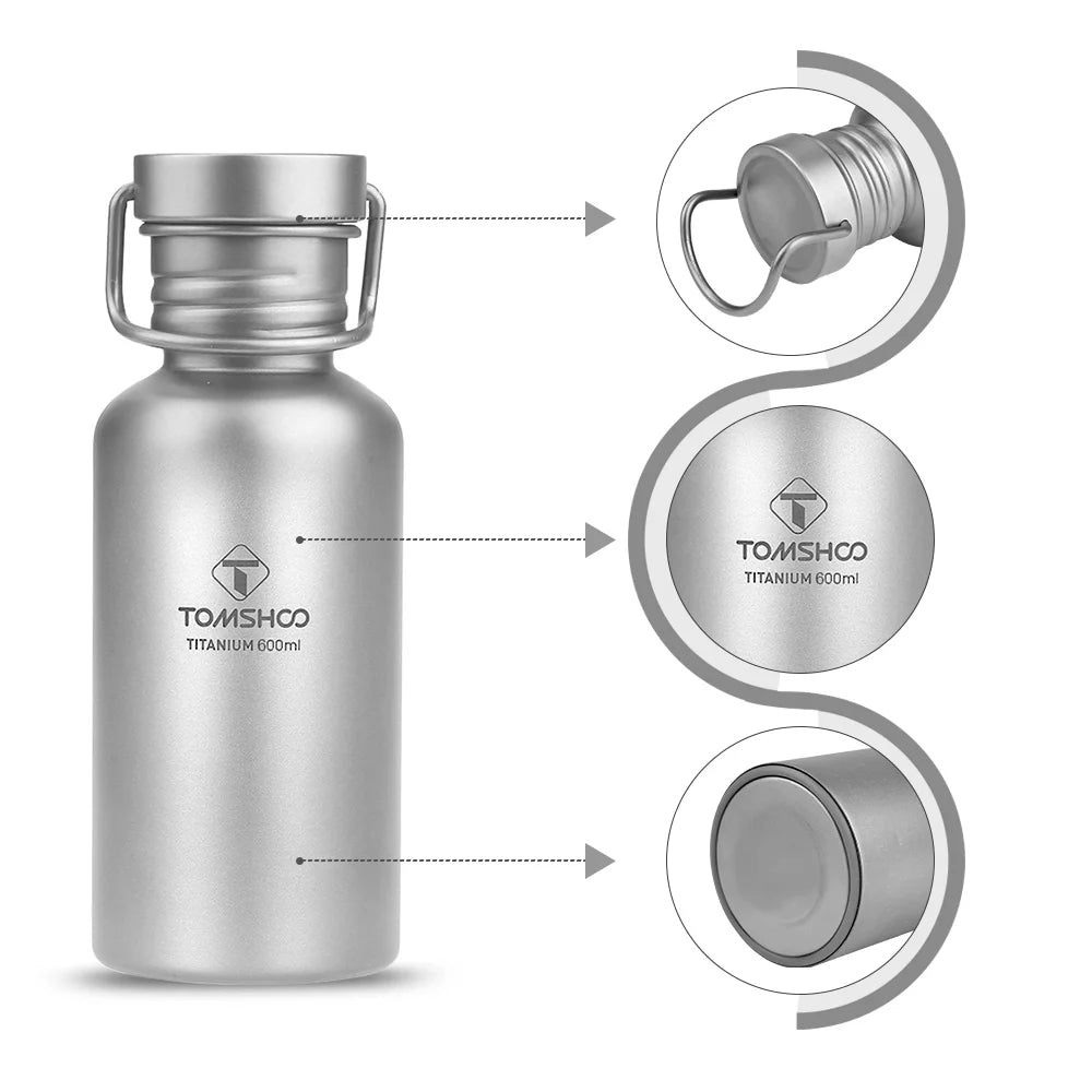 600ml Full Titanium Water Bottle with Extra Lid Ultralight I738848