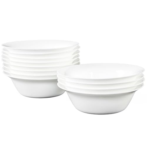 20 OZ Tempered Glass White Soup Bowls Set of 8 M669454