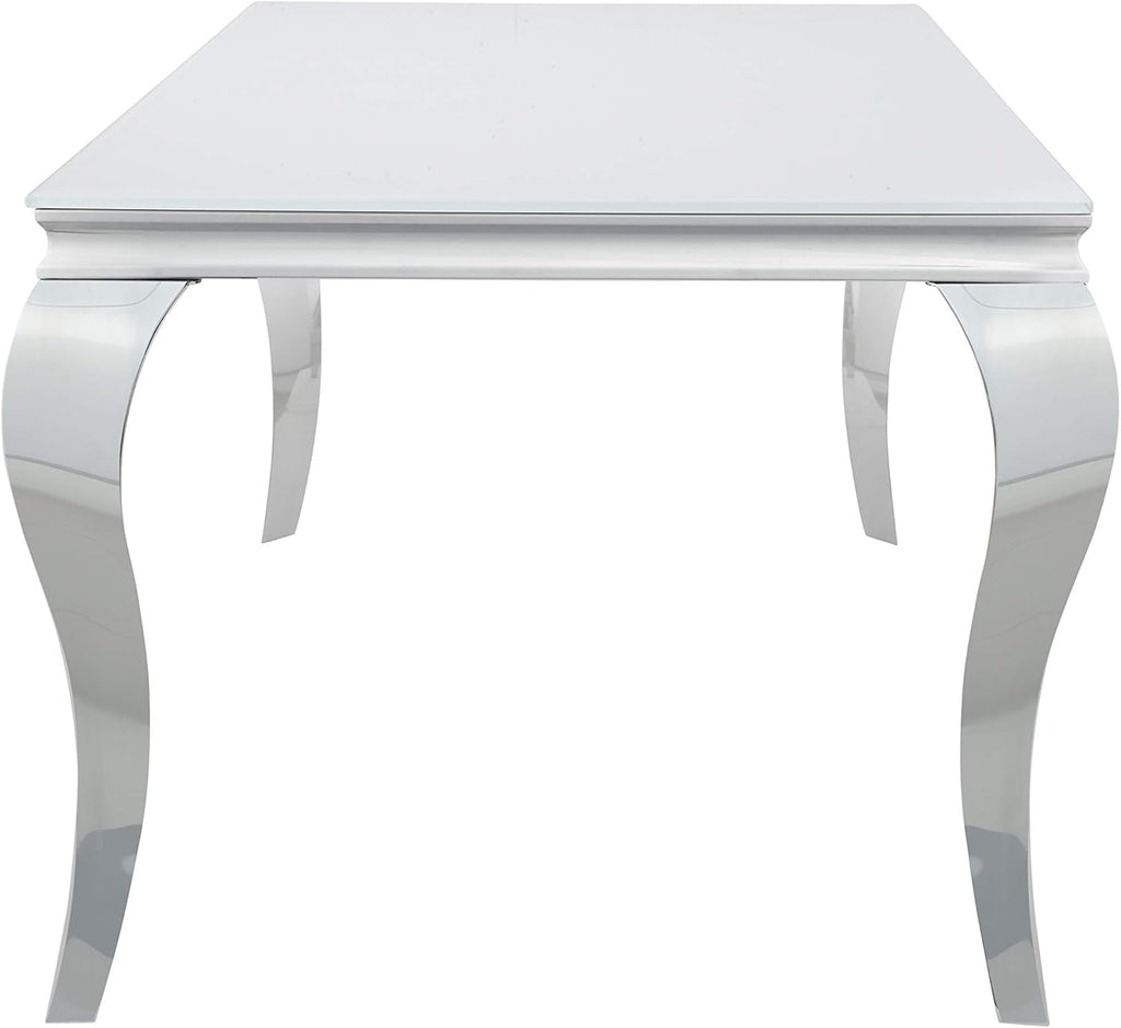 Glass Top White Chrome Dining Table T393