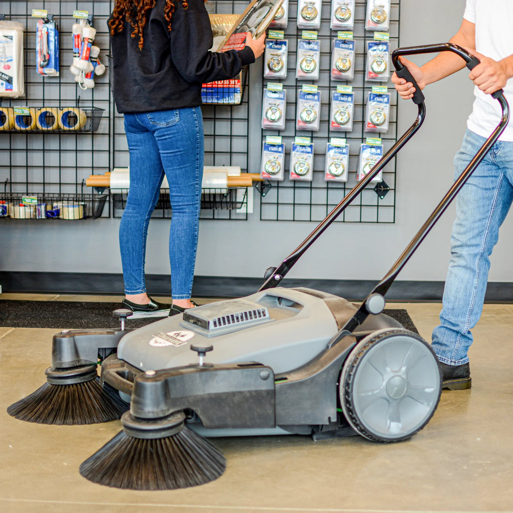 38" Walk Behind Push Sweeper with Triple Power Side Brooms X9648