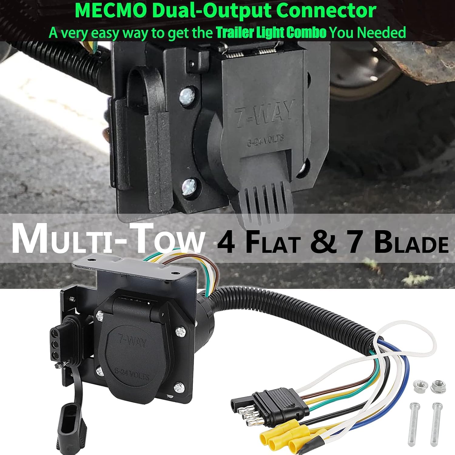 4-Way Flat to 7-Way RV Blade Trailer Wiring Adapter Connector Kit W45180