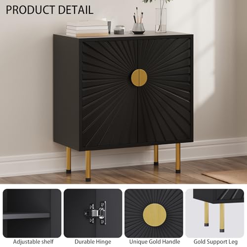 White Accent Storage Cabinet with Gold Handle Set 2 N312624