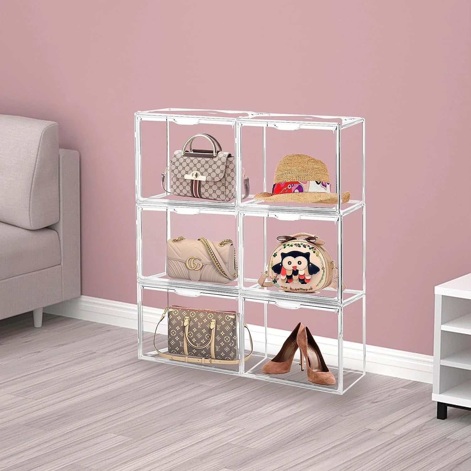 6Pack Clear Acrylic Storage Box with Magnetic Door U13811