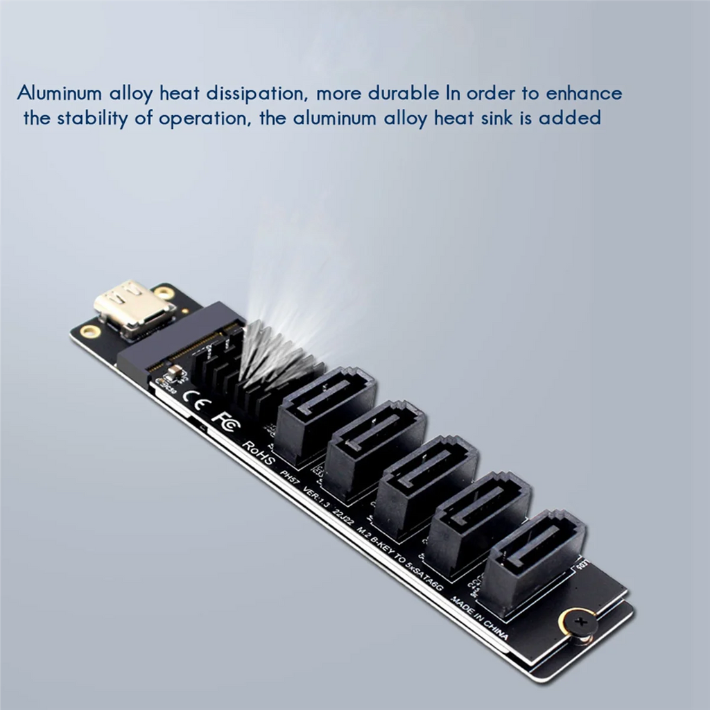 2X TYPE-C to SATA3.0 5 Ports Adapter Converter Card 6Gbps USB10G for SSD HDD Expansion, Black Z26237