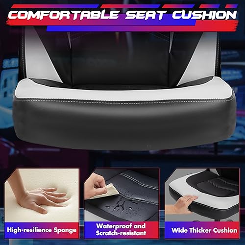 Black White Ergonomic PU Leather Swivel Desk Chair with Flip-up Armrest J9320