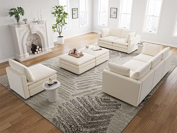 L Shaped Sectional Couch with Ottoman 4 Seats Sofa C69729