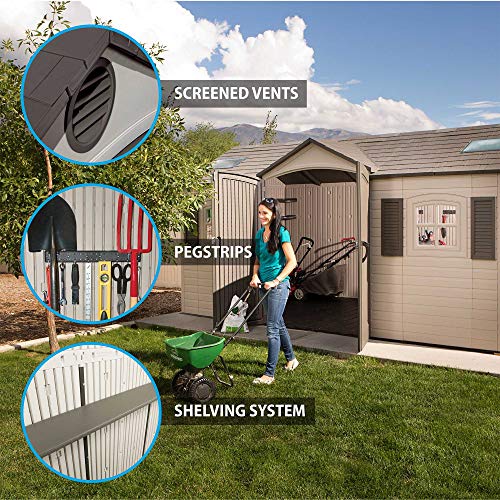 Outdoor Storage Dual Entry Shed, 15 x 8 ft, Desert Sand Y564