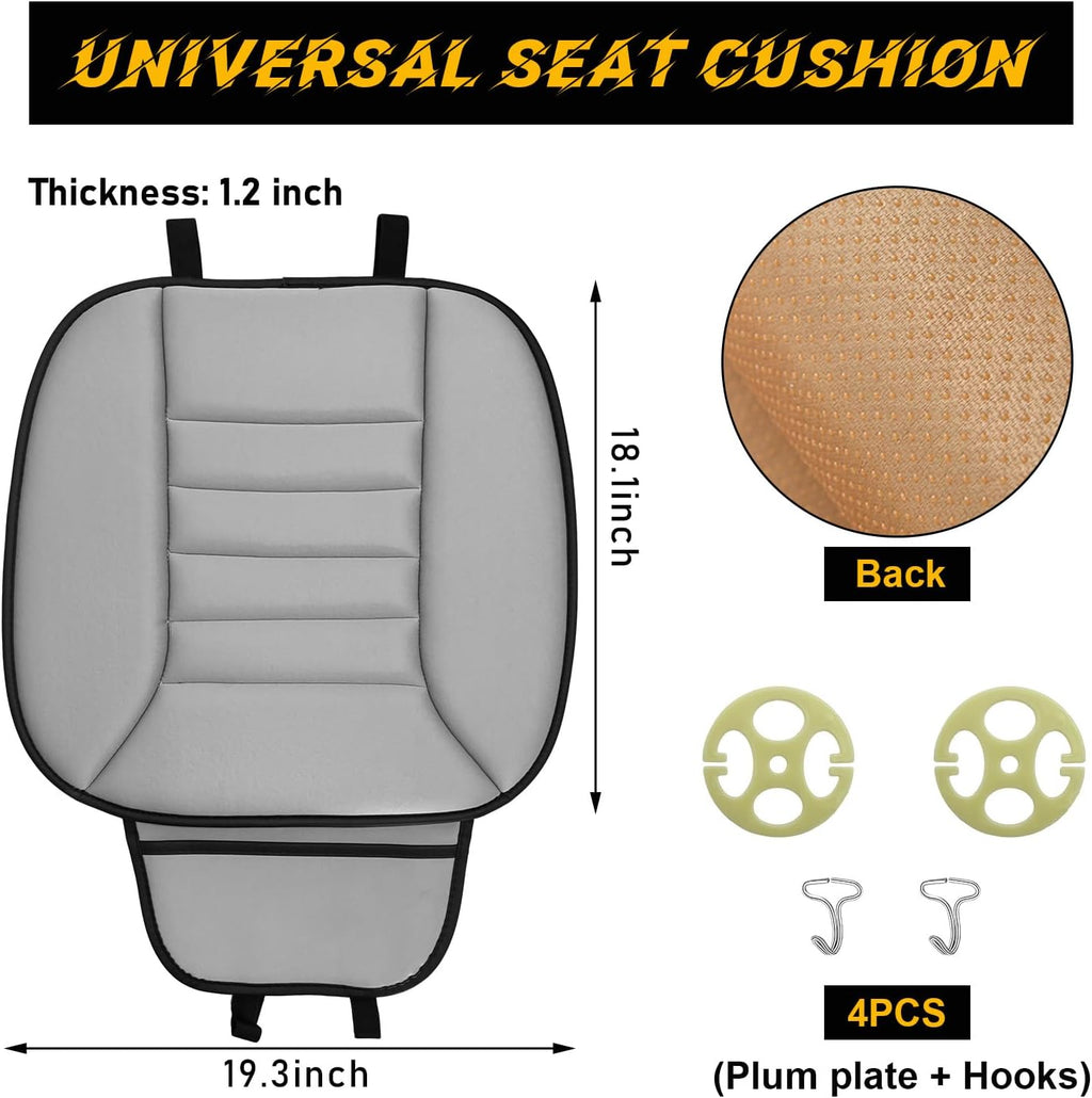 Gray Memory Foam Car Seat Cushion with Non-Slip Bottom E21733