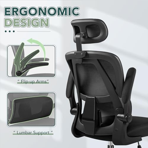 Black High Back Mesh Office Chair with Adjustable Lumbar Support R14670