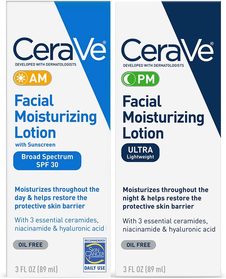 Day & Night Face Lotion Set with SPF 30 and PM Face Moisturizer, Fragrance Free S723