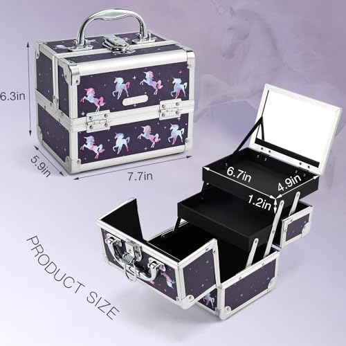 Unicorn Makeup Case with Trays & Mirror E21742