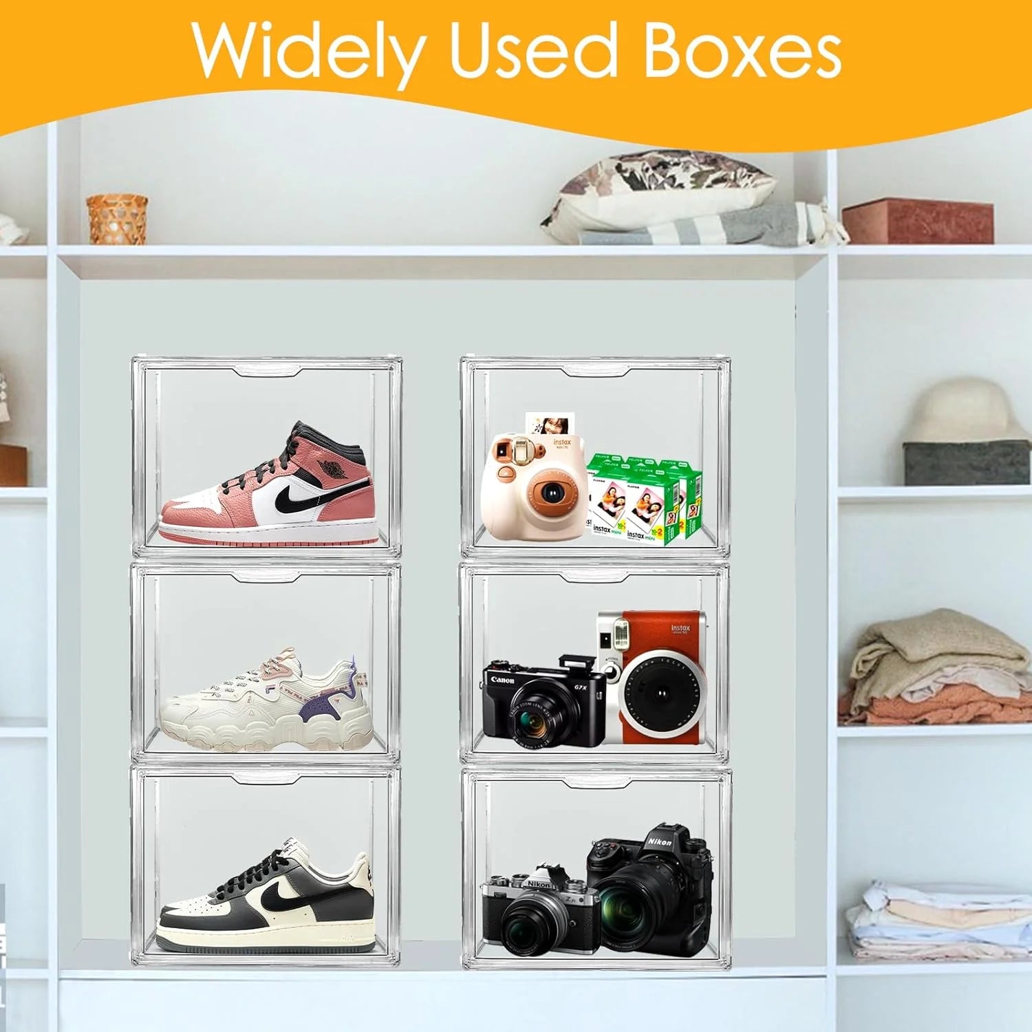 6Pack Clear Acrylic Storage Box with Magnetic Door U13811