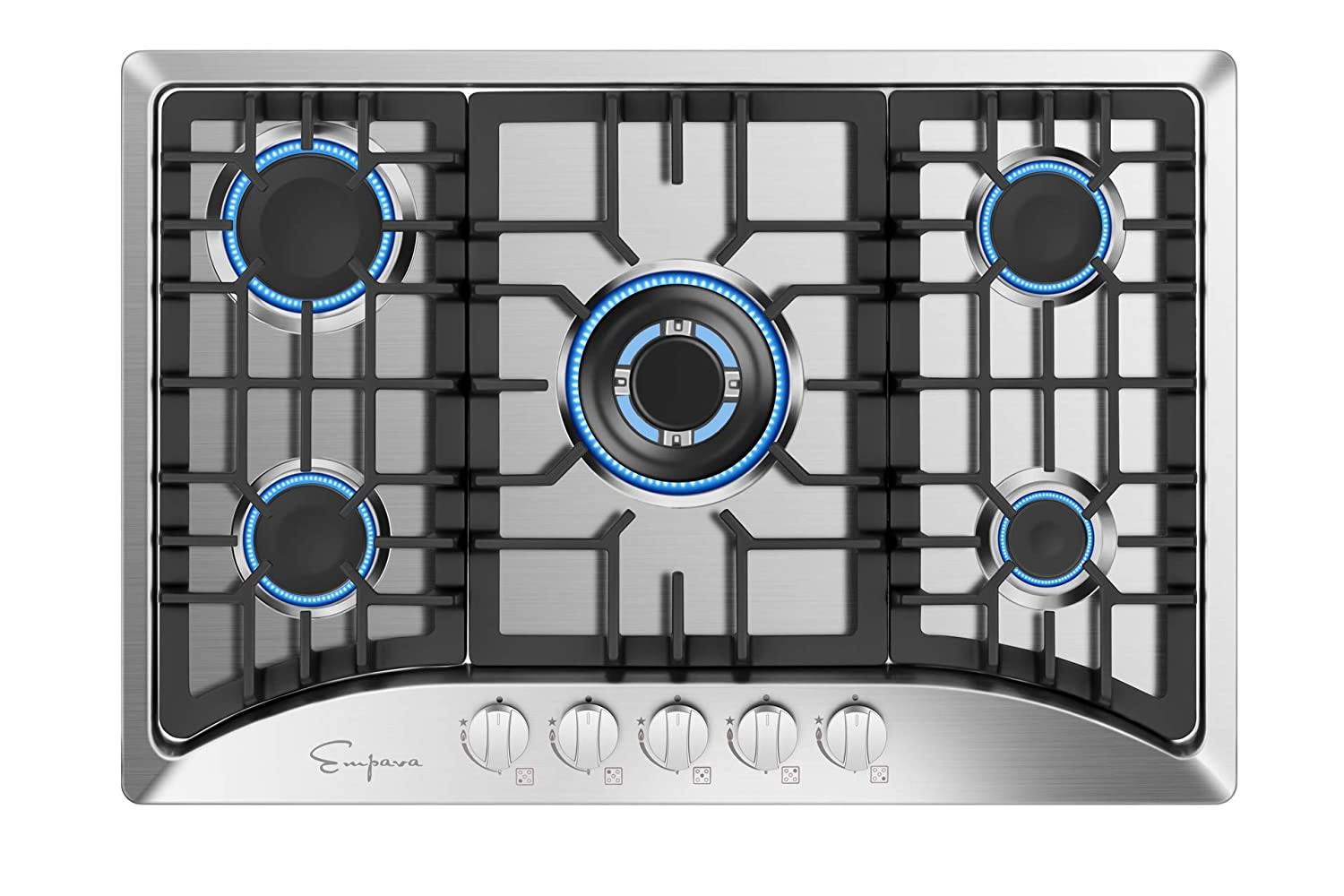 30x22 Gas Cooktop with 5 Sealed Burners and Cast Iron Grates I24855