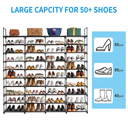 10 Tiers Metal Shoe Rack, Black R55262