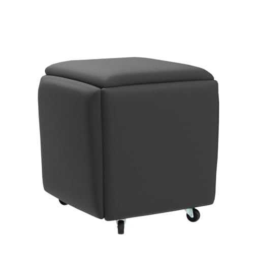 Leather Nesting Ottoman Cube Chair with Wheels Q291774