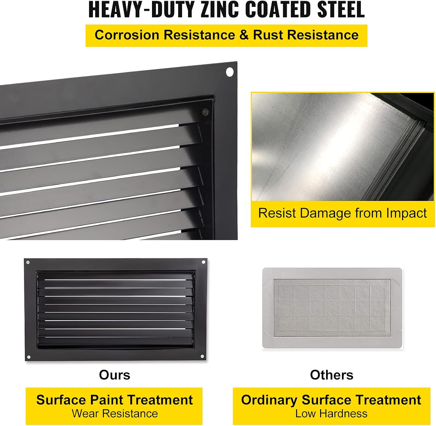 Black 8" x 16" Wall Mounted Flood Vent L92118