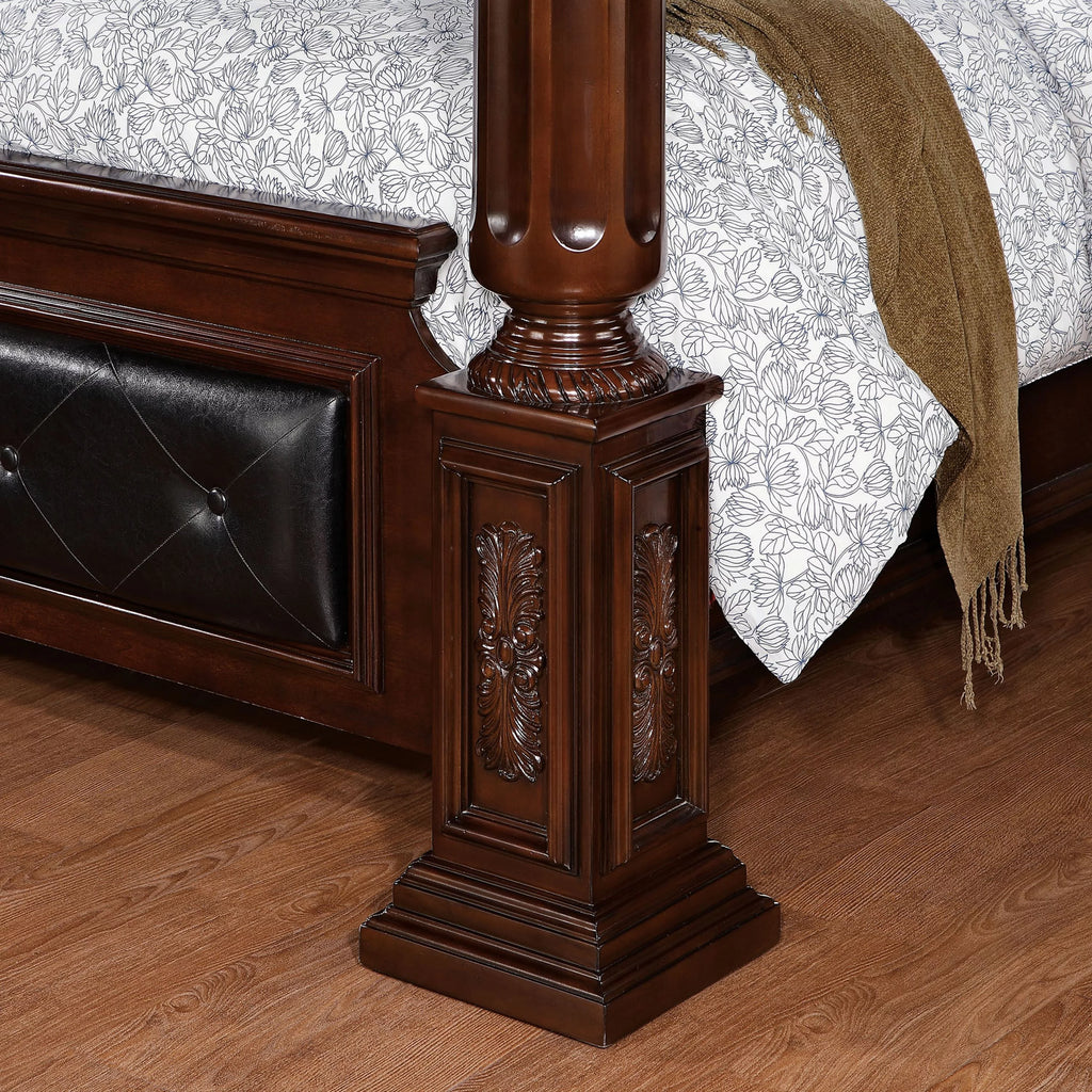 Brown Cherry Queen Canopy Bed Q888150