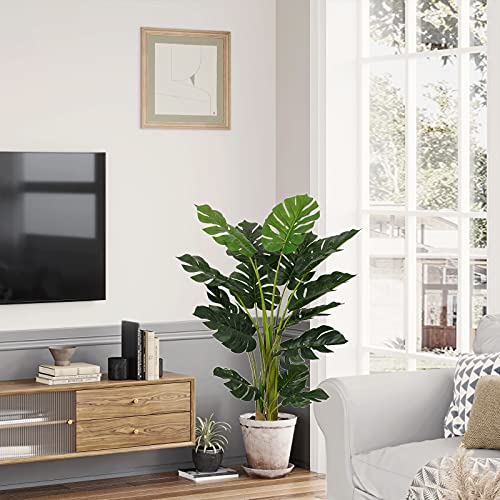 Artificial Monstera Deliciosa Plant 4ft Tall 15 Decorative Split Leaves Faux Swiss Cheese Plant H44173