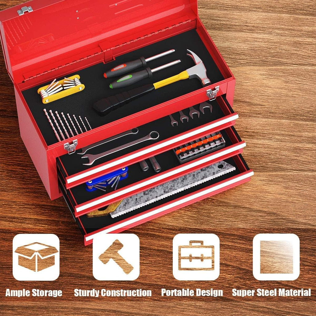 Red 20.5'' Steel Tool Box with 3 Drawers X2668