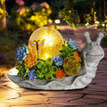 Solar Garden Snail Statue with Succulent and Solar Lights S43315