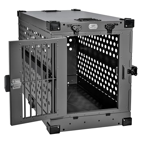 Medium Black Aluminum Dog Crate N745