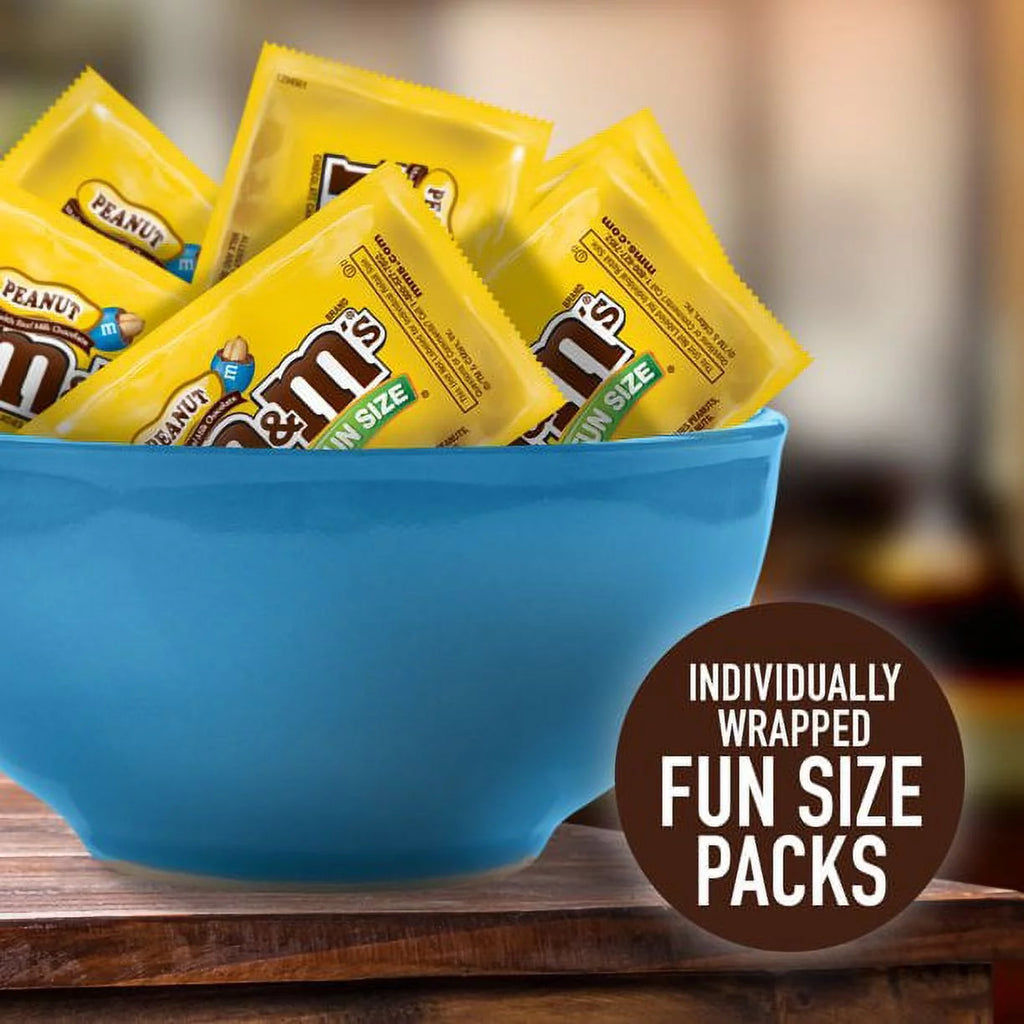M&M's Peanut Chocolate Candy Fun Size Snacks, 5 LBs Bundle K768