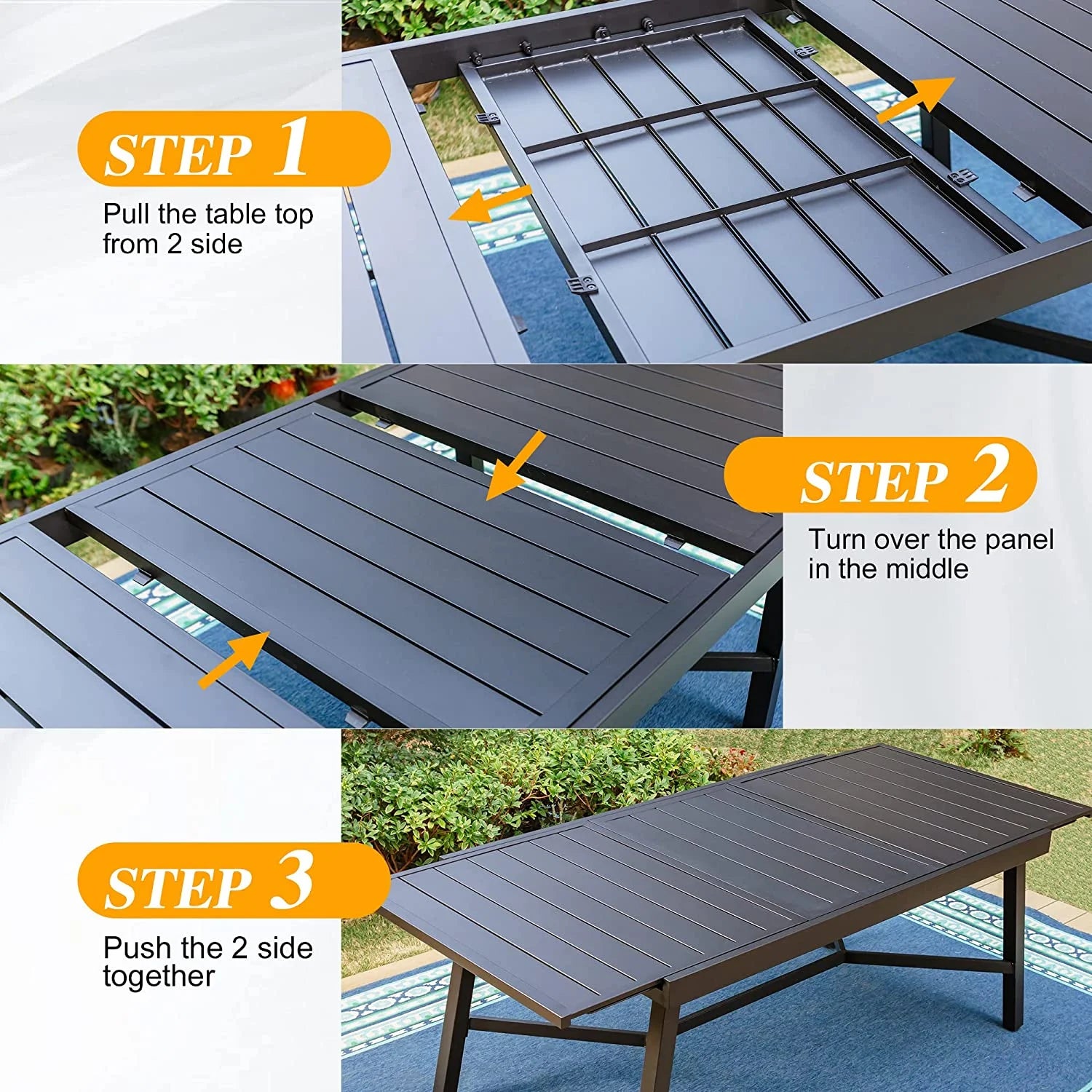 9 Piece Patio Dining Set with Padded Textilene Swivel Chairs and Expandable Table A5333
