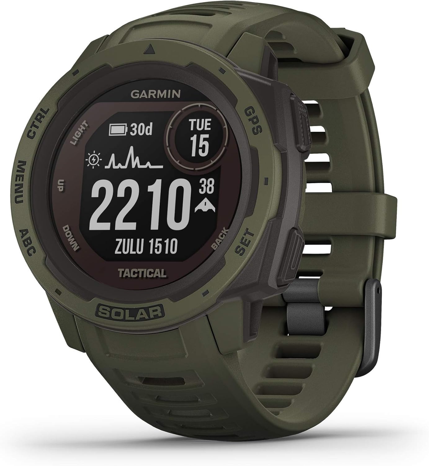 Moss Green Solar-Powered Rugged Outdoor Smartwatch K451394