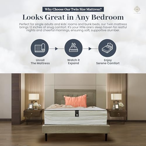 12 Inch Hybrid Twin Mattress with Pocketed Coil Spring and Cold Foam T6011