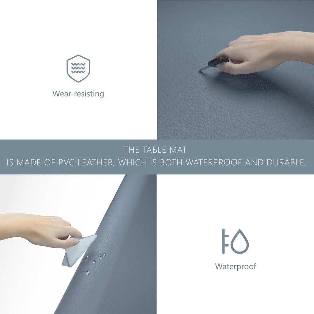 Azure Blue 35.4''x16.9'' Waterproof PU Leather Desk Pad K74389