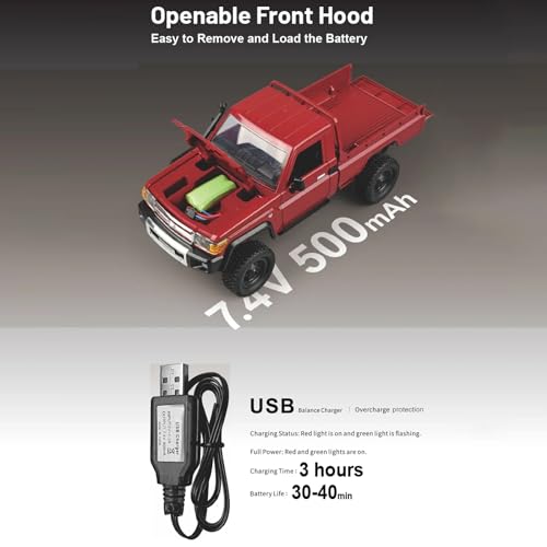 1/12 RC Rock Crawler 4x4 Remote Control Pickup Car Toy with 2 Batteries Z7230