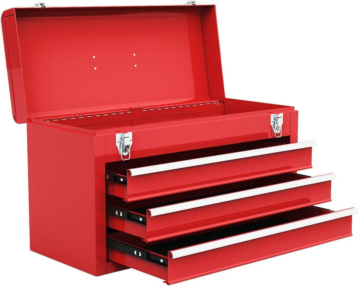 Red 20.5'' Steel Tool Box with 3 Drawers X2668