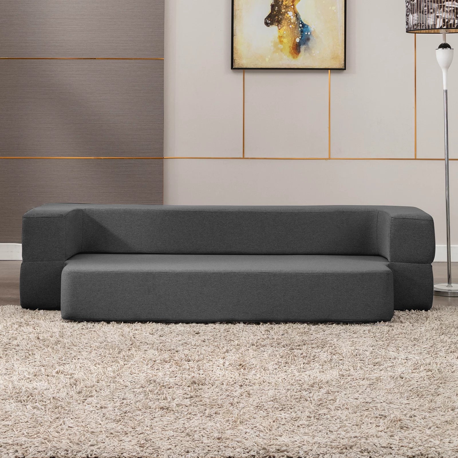 Dark Gray Folding Queen Size Sleeper Sofa Bed S537