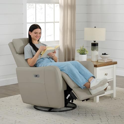 Terracotta Brown Power Leather Swivel Rocker Recliner Sofa Q350303