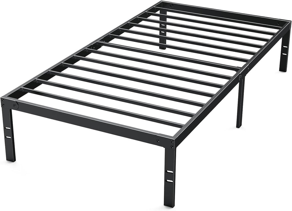 Twin Size Metal Platform Bed Frame with Steel Slat Support, Black N21211