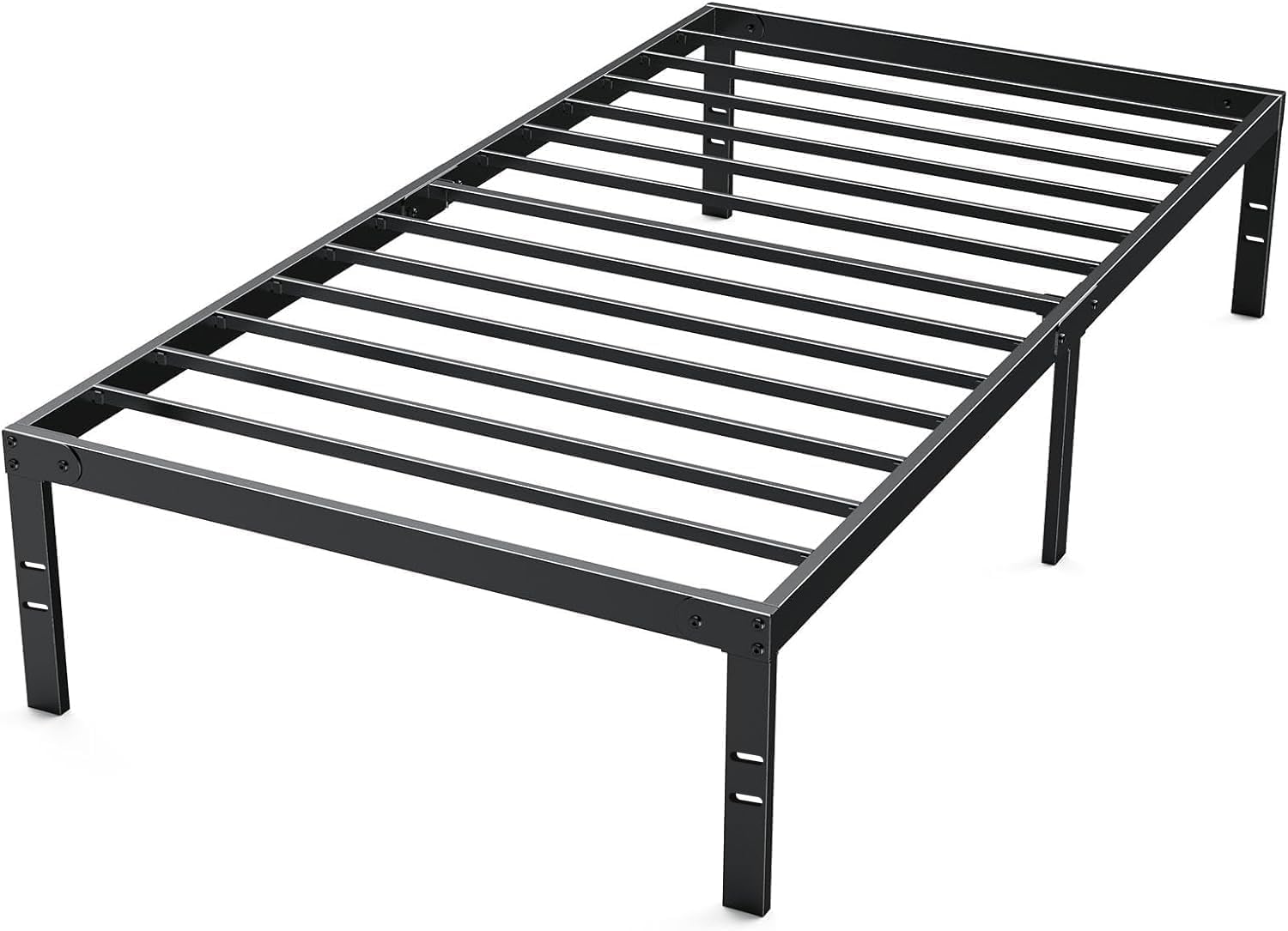 Twin Size Metal Platform Bed Frame with Steel Slat Support, Black N21211