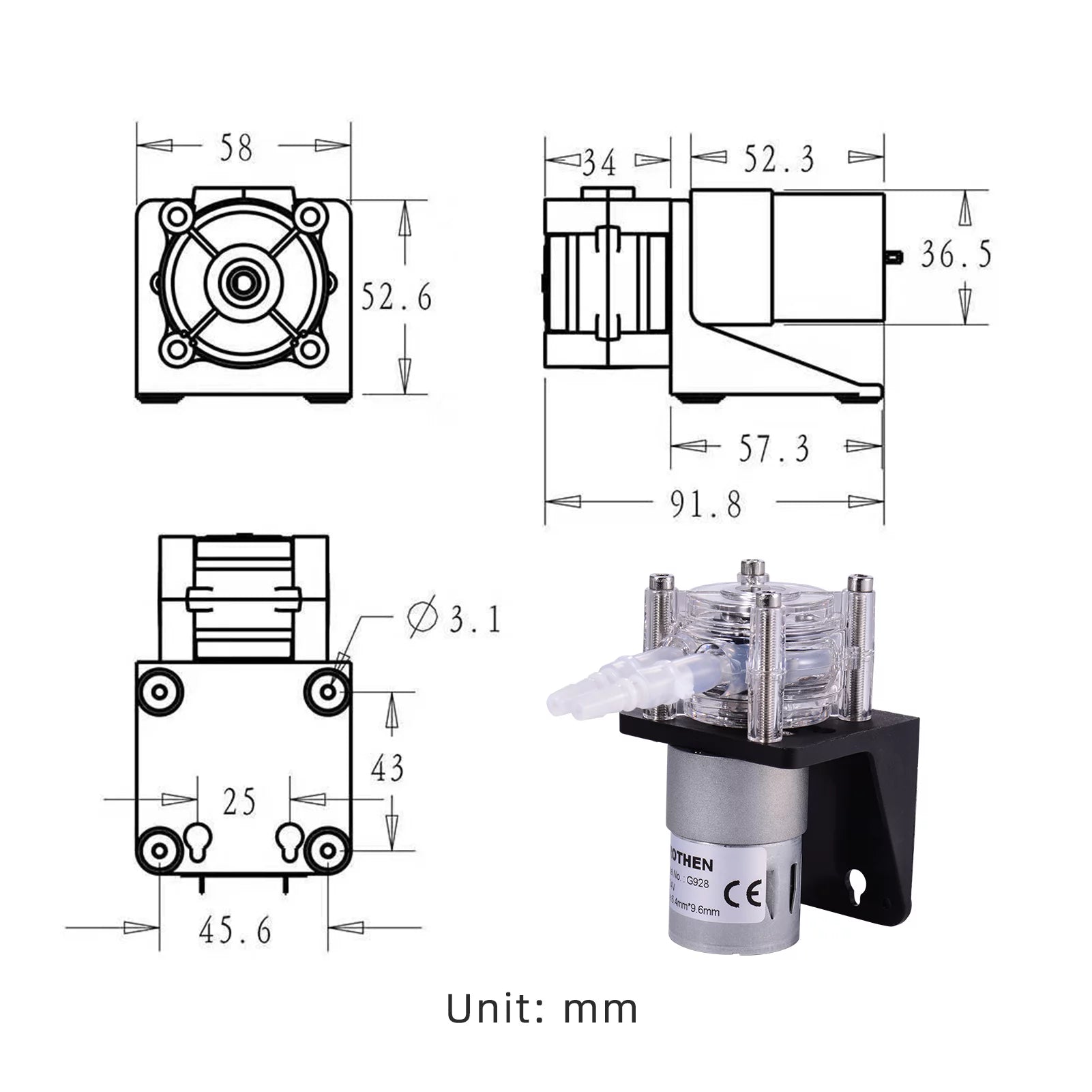 DC 12V Peristaltic Pump with Silicone Tubing N93214